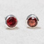 Garnet Silver or Gold Stud Earrings