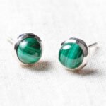 Genuine Malachite Silver or Gold Stud Earrings：圖片 7