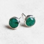 Green Jade Silver or Gold Stud Earrings：圖片 2