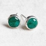 Green Jade Silver or Gold Stud Earrings：圖片 3