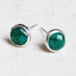 Green Jade Silver or Gold Stud Earrings：圖片 4