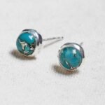 Genuine Turquoise Silver or Gold Stud Earrings：圖片 4