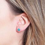 Genuine Turquoise Silver or Gold Stud Earrings：圖片 2