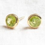 Genuine Peridot Silver or Gold Stud Earrings：圖片 5