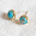 Genuine Turquoise Silver or Gold Stud Earrings：圖片 8