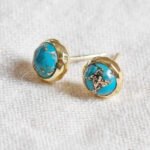 Genuine Turquoise Silver or Gold Stud Earrings：圖片 9