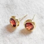 Garnet Silver or Gold Stud Earrings：圖片 7