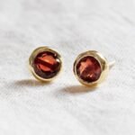 Garnet Silver or Gold Stud Earrings：圖片 8