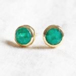 Green Jade Silver or Gold Stud Earrings：圖片 5