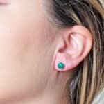 Genuine Malachite Silver or Gold Stud Earrings：圖片 6