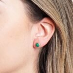 Genuine Malachite Silver or Gold Stud Earrings：圖片 2