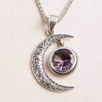 Gemstone Silver Moon Pendant Necklace：圖片 8