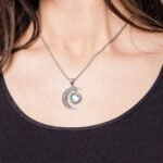 Gemstone Silver Moon Pendant Necklace：圖片 2