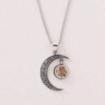 Gemstone Silver Moon Pendant Necklace：圖片 4