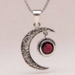 Gemstone Silver Moon Pendant Necklace：圖片 6