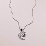 Gemstone Silver Moon Pendant Necklace：圖片 7