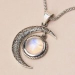 Gemstone Silver Moon Pendant Necklace：圖片 11