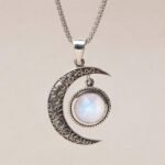 Gemstone Silver Moon Pendant Necklace：圖片 10