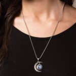 Gemstone Silver Moon Pendant Necklace：圖片 12