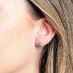 Genuine Turquoise Silver or Gold Stud Earrings：圖片 6